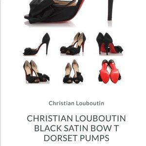 Christian Louboutin Black Satin Bow T Dorcet Pumps